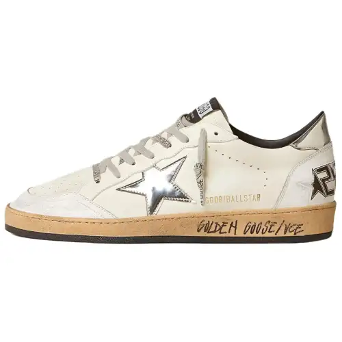 Golden Goose Ball Star Leather Low top Skateboard Shoes Men's White