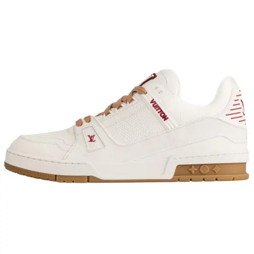 LOUIS VUITTON Trainer Cow Leather Low top Skateboard Shoes Men's White