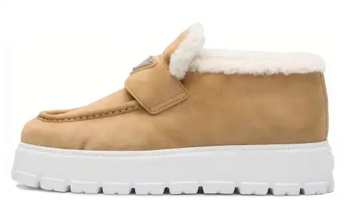 PRADA Triangle-logo Shearling Loafers