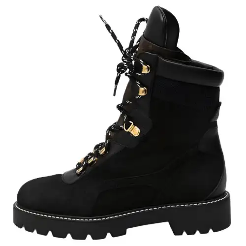 LOUIS VUITTON Territory Suede Short Combat Boots Women's Black