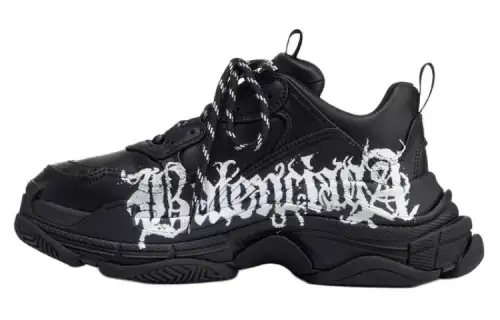 Balenciaga Triple S Cow Leather Low top Chunky Sneakers Women's Black
