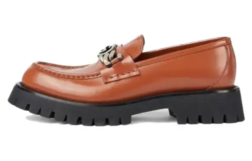 GUCCI Interlocking G Loafers Brown