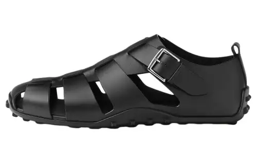 HERMES Inset Roman Sandals Men's Black