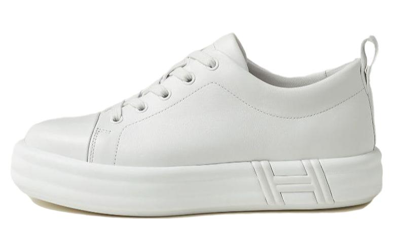 HERMES Happy Leather Low top Skateboard Shoes Women's White