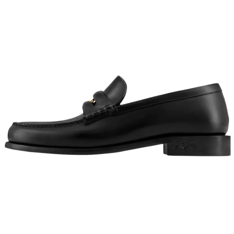 LOUIS VUITTON Cow Leather, Patent Leather Loafers Men's Black