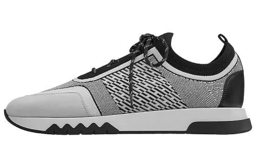 HERMES Addict Low top Casual Shoes Men's Gray Black