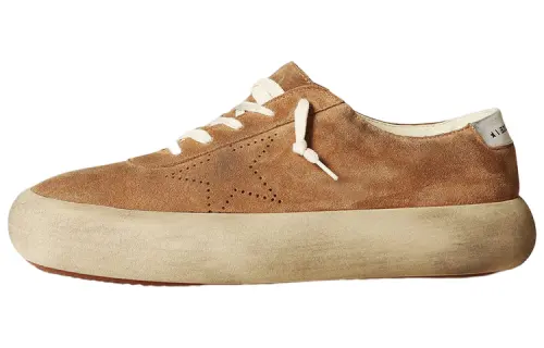 Golden Goose Space Star Lace Up Low top Stylish Skateboarding Shoes Men's Brown Distressed