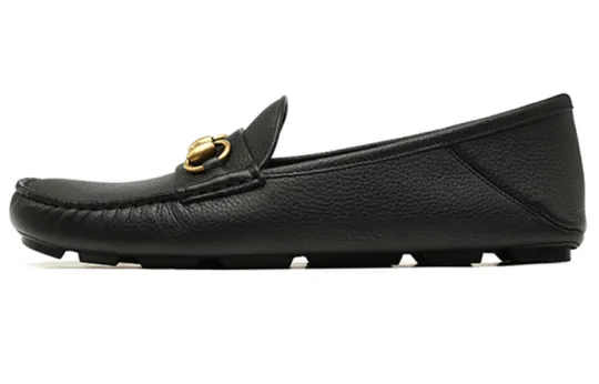 GUCCI Horsebit Leather Casual Shoes Men's Black