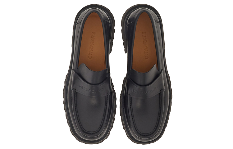FERRAGAMO Logo-embossed Chunky Leather Loafers