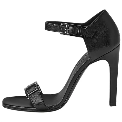 HERMES Judy One Strap Sandals 10.5cm Women's Black