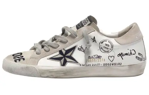 Golden Goose Super Star Cow Leather, Leather Low top Stylish Skateboarding Shoes Women's White