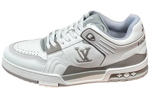 LOUIS VUITTON Trainer Low top Skateboard Shoes Unisex White Gray