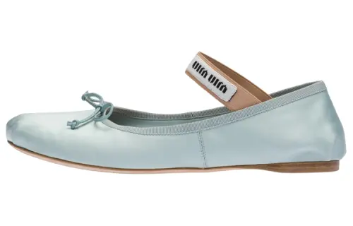MIU MIU Leather Casual Shoes Women's Light Blue