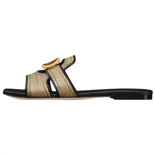 DIOR 30 Montaigne Slide Slippers Women's Black Gold