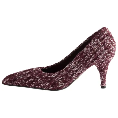 PRADA Knit Pumps Slim Heel High Heels 8.5cm Women's Red