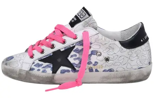 Golden Goose Deluxe Brand Super Star Stylish Skateboarding Shoes Women's White Blue Pink