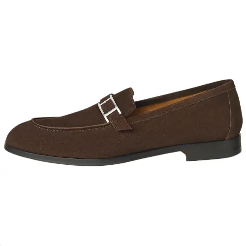 HERMES Monterey Casual Shoes 2.5cm Men's Dark Brown