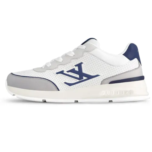 LOUIS VUITTON Classic Cow Leather Low top Casual Shoes Men's Sea Blue