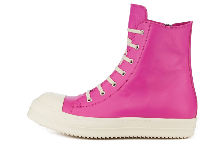 RICK OWENS/RO Edfu Cow Leather High top Stylish Skateboarding Shoes Men's Pink