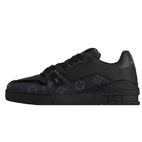 LOUIS VUITTON Trainer MONOGRAM Canvas Low top Skateboard Shoes Men's Black