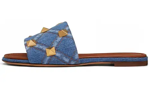 Valentino Rockstud Slide Slippers Women's Blue