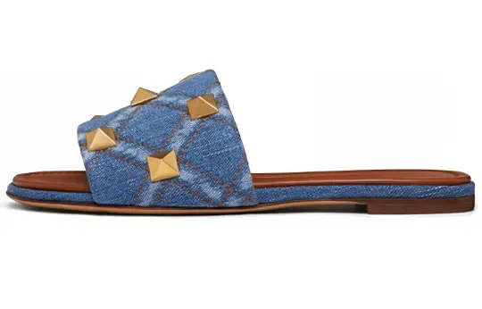 Valentino Rockstud Slide Slippers Women's Blue