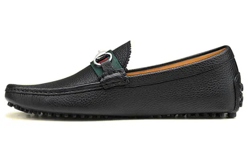 GUCCI Horsebit Gommino Loafers Men's Low Top Black