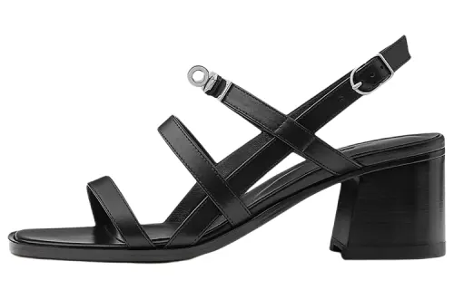 HERMES Eve One Strap Sandals Women's Black