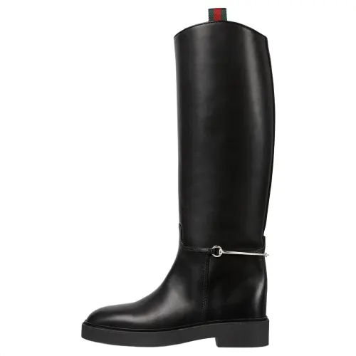 GUCCI Leather Knee high Boots Women's Black