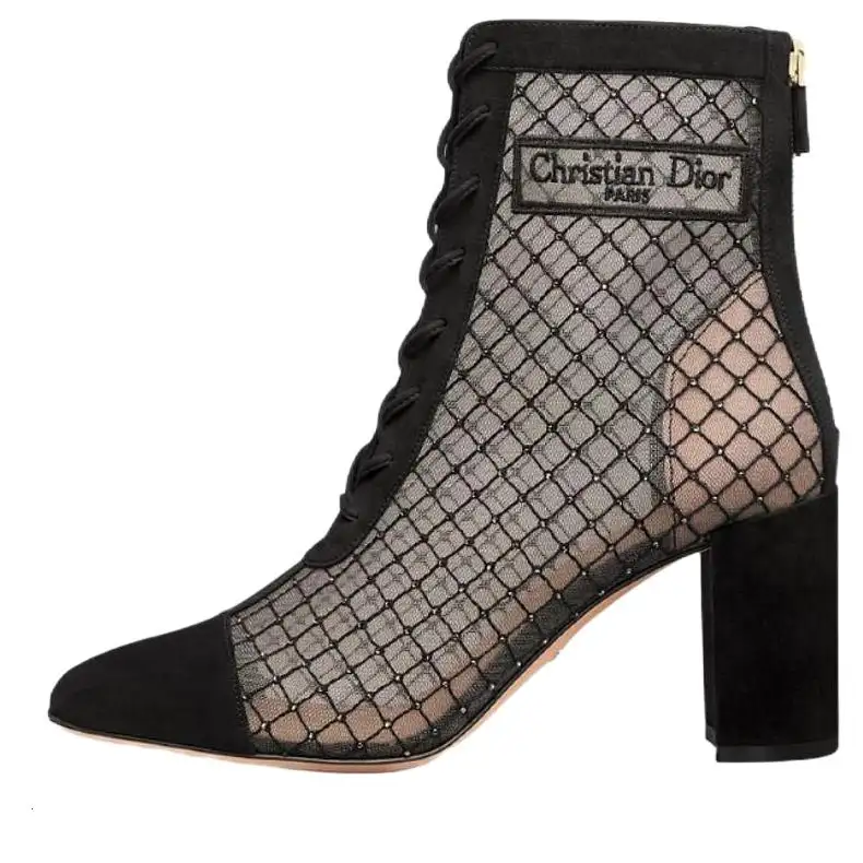 DIOR Naughtily D Cow Leather Ankle Boots 8cm Women's Black