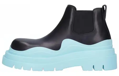 Bottega Veneta Cow Leather Ankle Boots Men's Black Blue