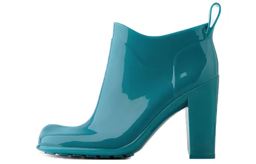 Bottega Veneta Shine Rubber Ankle Boots Blue Women's