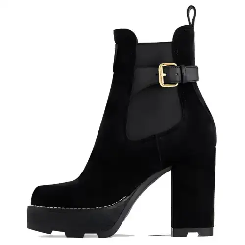 LOUIS VUITTON Beaubourg Short Chelsea Boots 7cm Women's Black