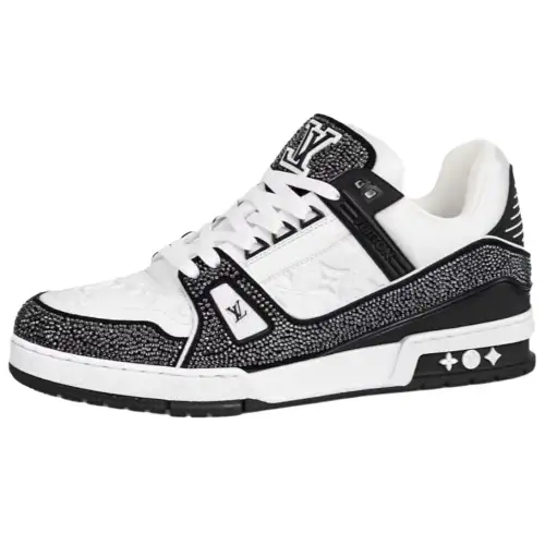 LOUIS VUITTON Lv Trainer Sneakers 'Black White Rhinestones'