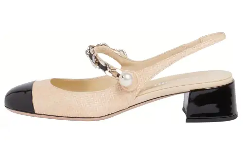 MIU MIU 35mm Pearl-embellished Raffia Pumps