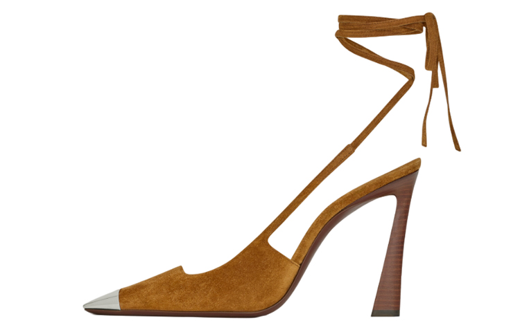 SAINT LAURENT 105mm Blade Metal Suede Pumps