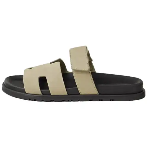 HERMES Chypre Slide Slippers 1.2cm Men's Light Green