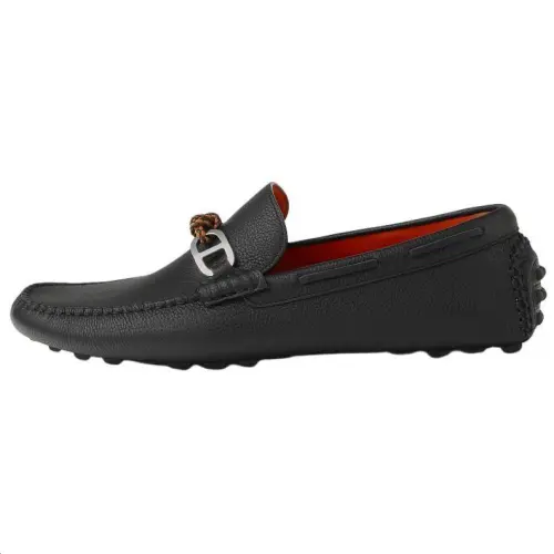 HERMES Alessandro Calfskin Loafers Men's Black