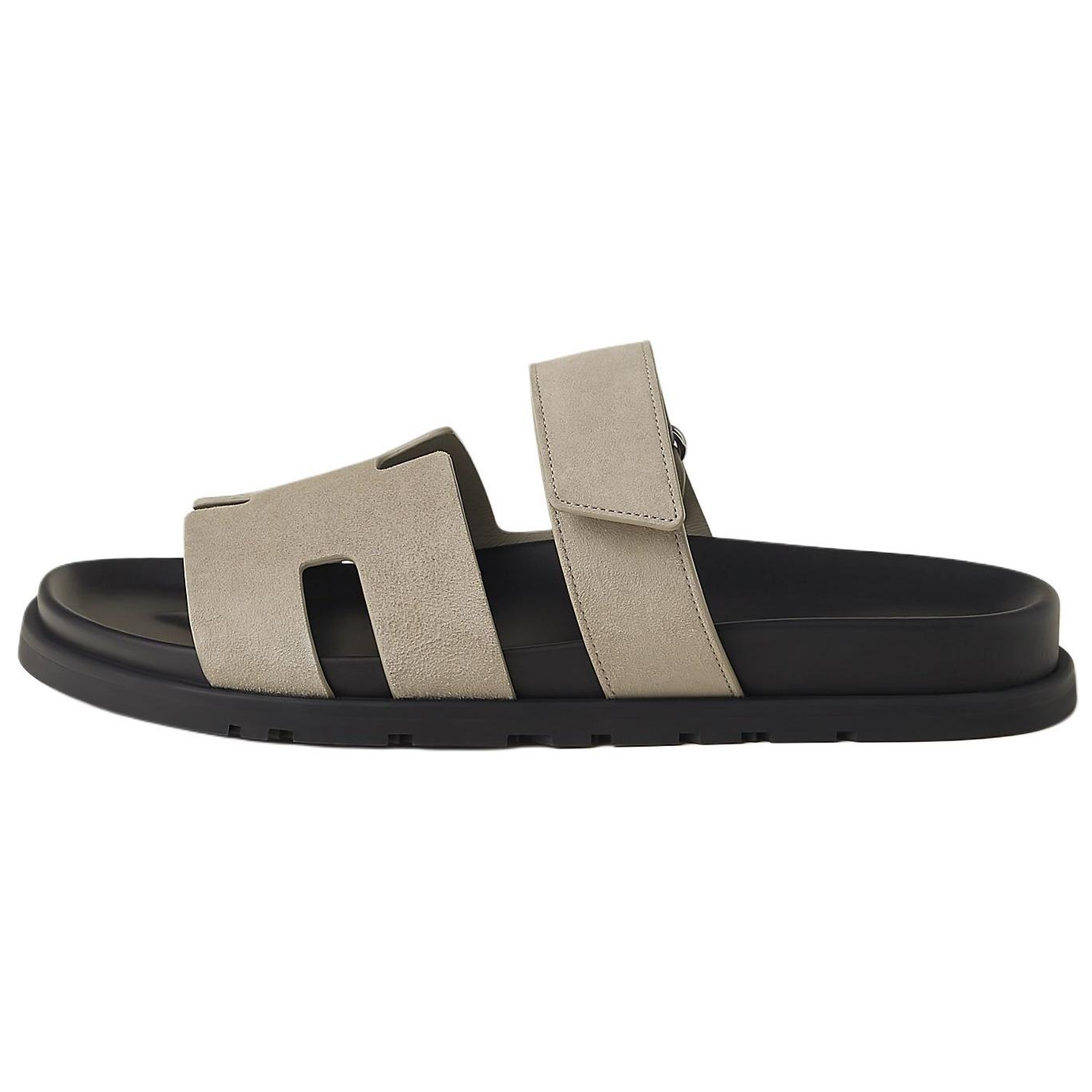 HERMES Chypre Slide Slippers Men's Gray