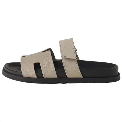 HERMES Chypre Slide Slippers Men's Gray