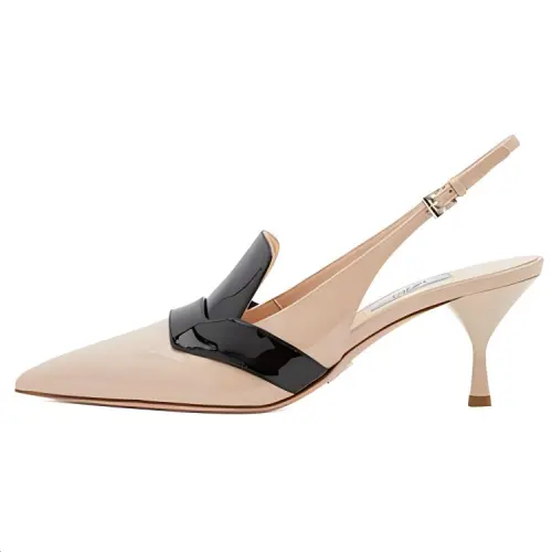 PRADA Leather Slim Heel High Heels Women's Light Pink