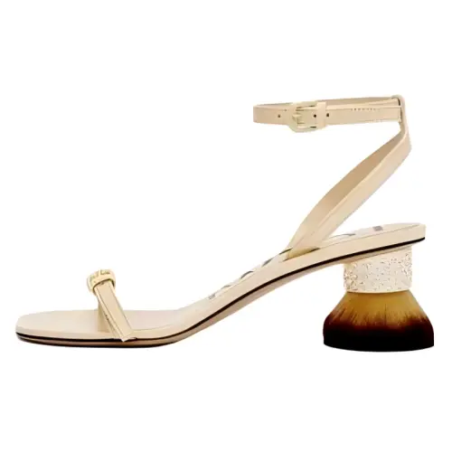 LOEWE Petal Leather One Strap Sandals 4cm Women's Ecru