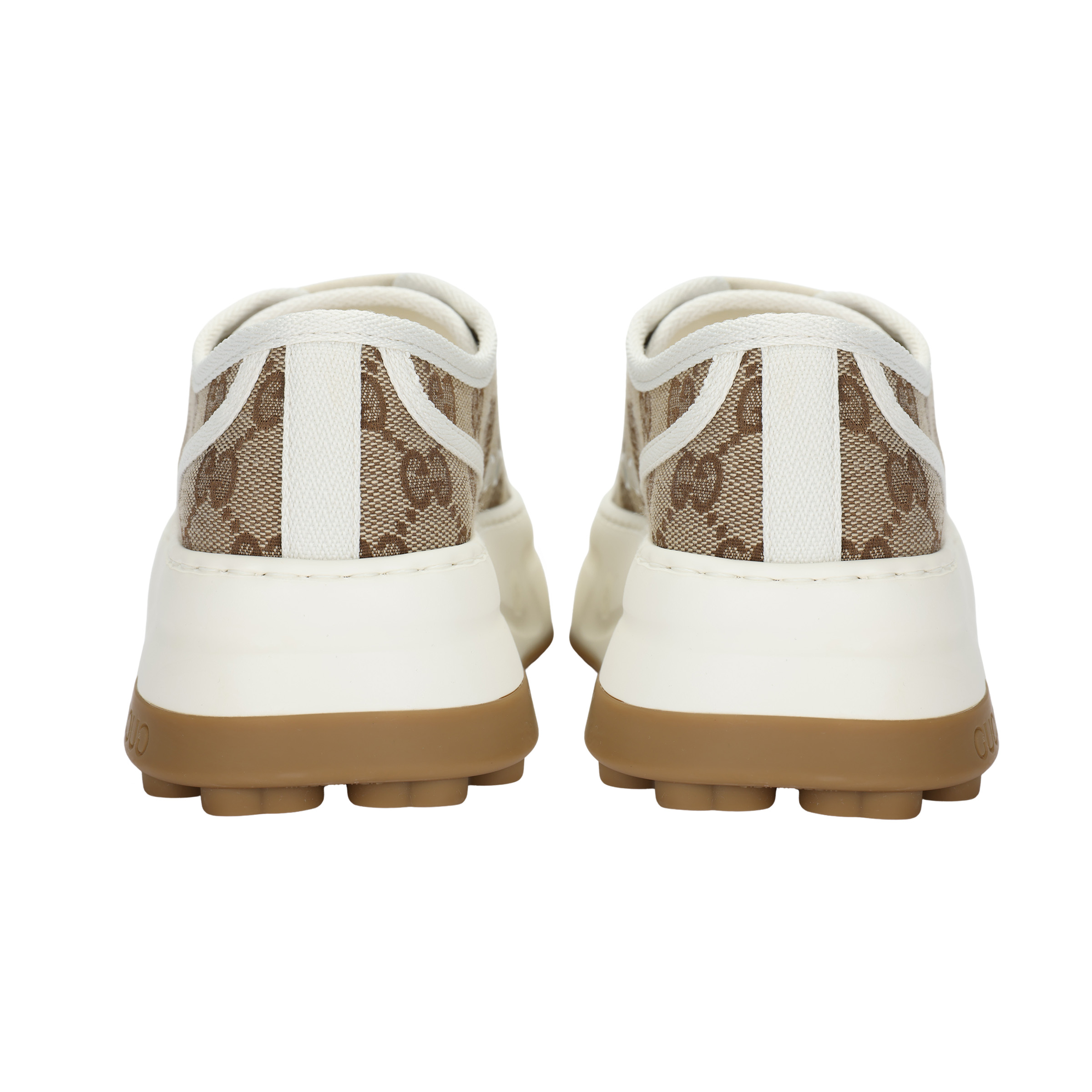 Женские кеды Gucci Canvas Sneakers (коричнево-белые) — фото 4