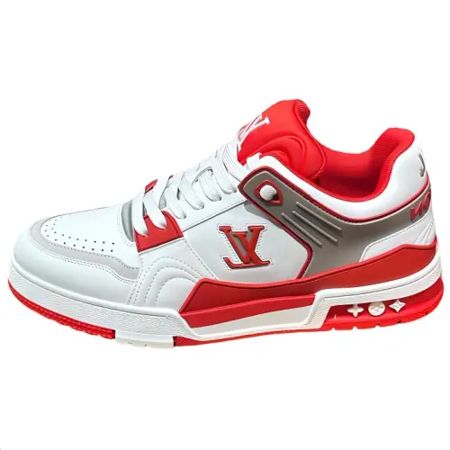 LOUIS VUITTON Trainer Low top Skateboard Shoes Unisex White Red