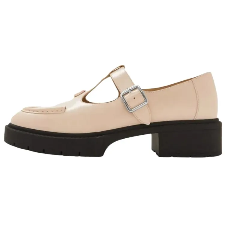 COACH Liv Cow Leather Platform Mary Jane Shoes 4.5cm Women's Rouge Pink