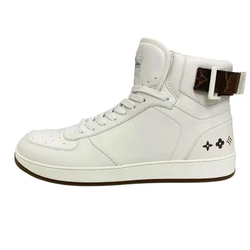 LOUIS VUITTON Leather High top Skateboard Shoes Men's White
