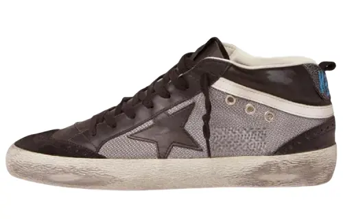 Golden Goose Mid Star Leather Stylish Skateboarding Shoes Men's Gray Distressed