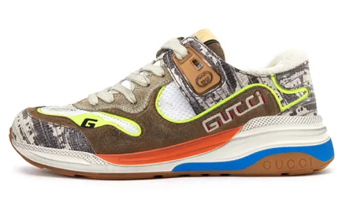 GUCCI Ultrapace Leather Low top Casual Shoes Women's Brown Yellow