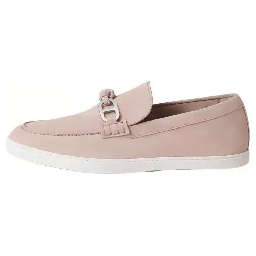 HERMES Ignacio Cow Leather Loafers Men's Pink