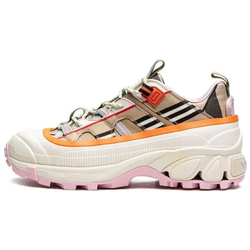 Burberry Arthur Synthetic Leather Cushioning Low top Casual Shoes Women's Soft Tawny